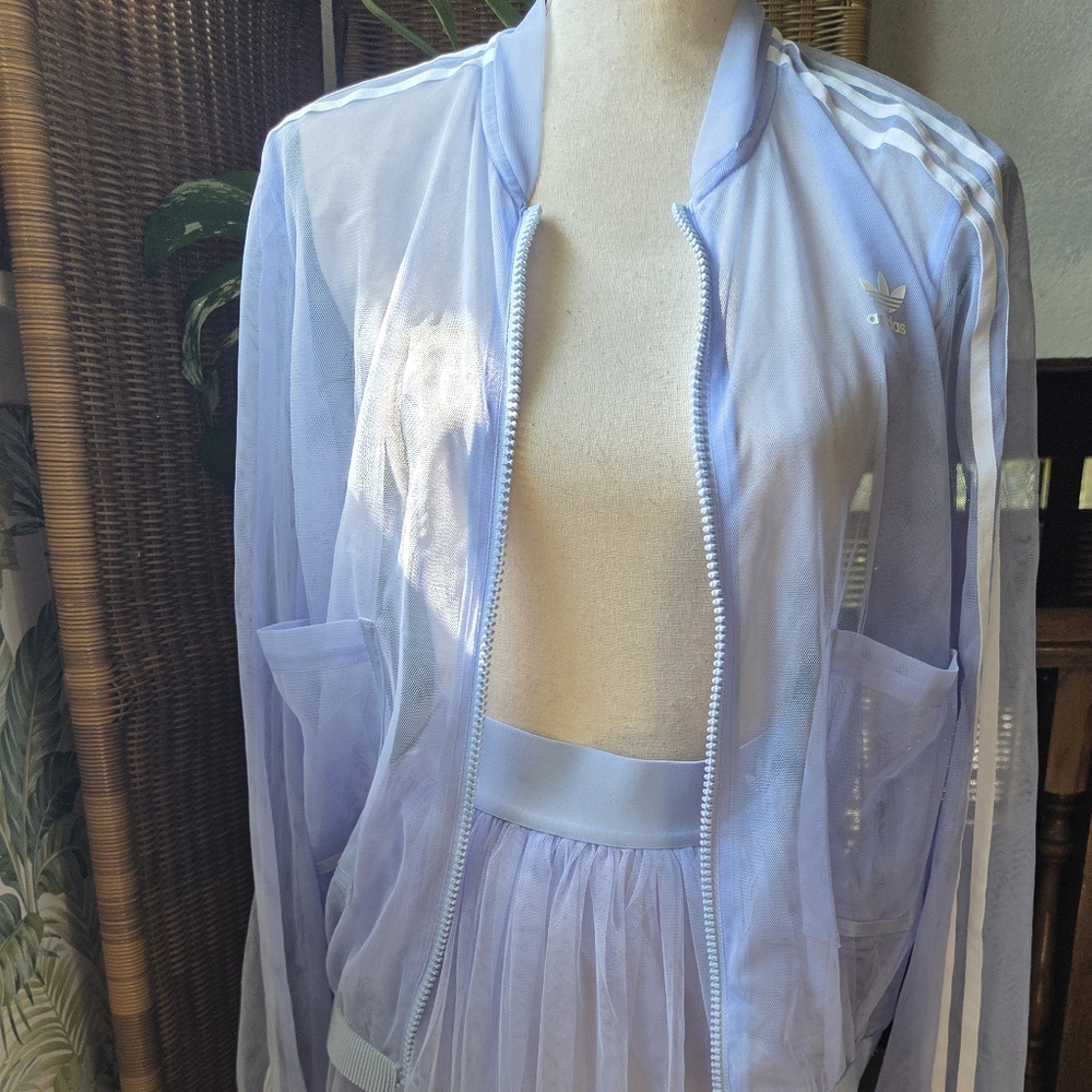 Adidas Light Blue Sheer Jacket and Skirt Set - Picture 2 of 4